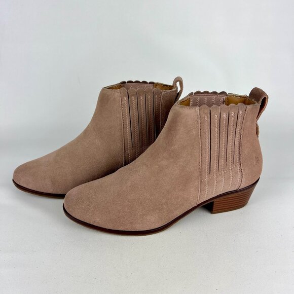 Jack Rogers Womens Liddy Waterproof Suede Block Heel Booties Stone Beige size 8 - Picture 3 of 15